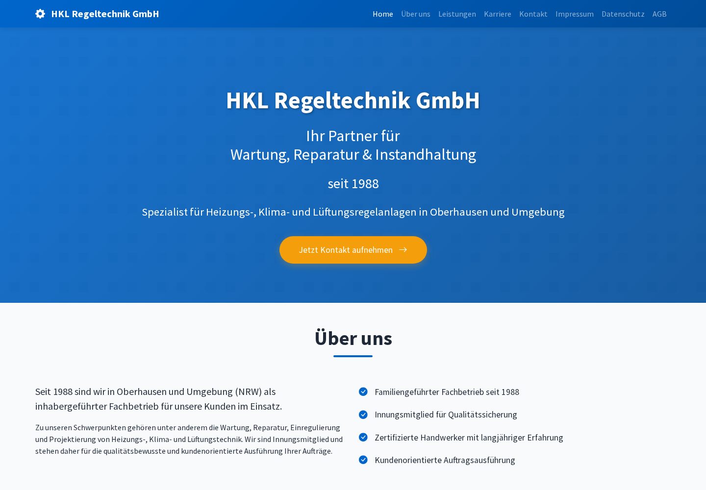 Einblick in die Website HKL Regeltechnik